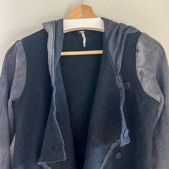 Free People Black Wool Drippy Jacket M - Picture 4 of 9